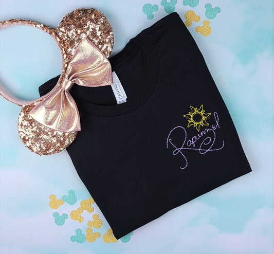 Rapunzel Autograph Black Embroidered Tee