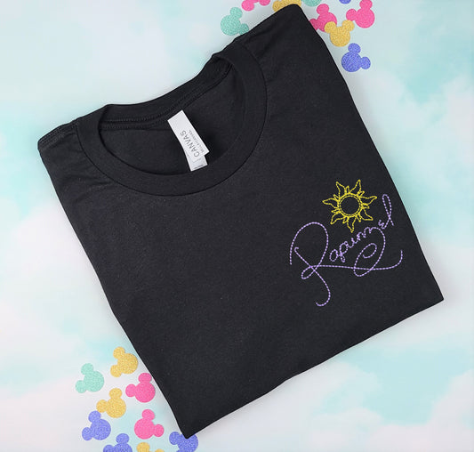 Rapunzel Autograph Black Embroidered Tee