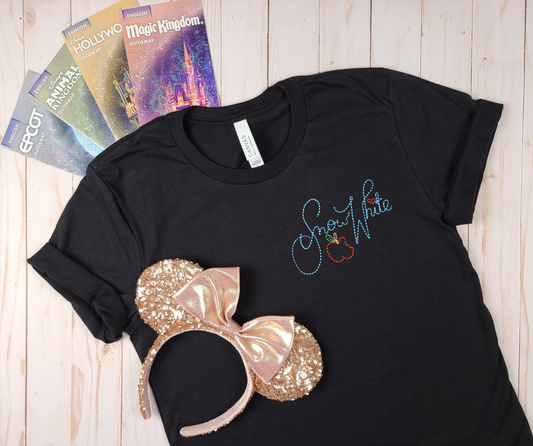 Snow White Autograph Black Embroidered Tee