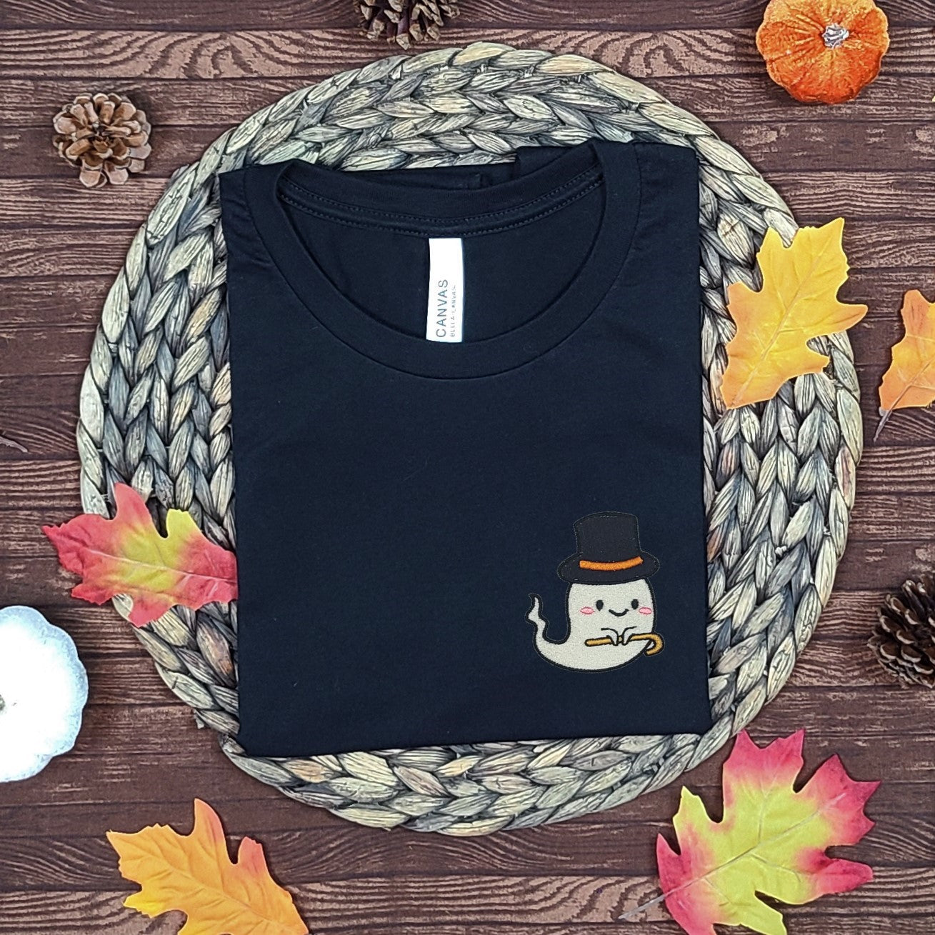 Top Hat Ghost Embroidered Tee