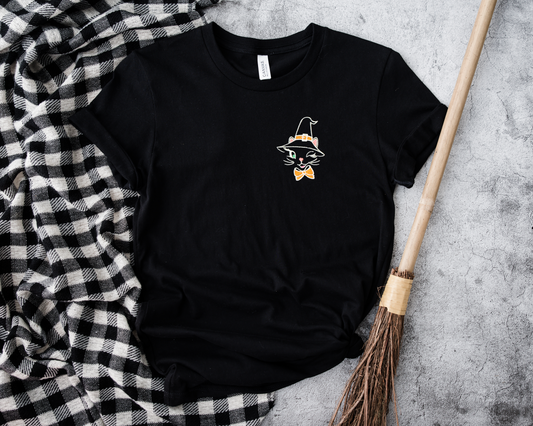 Vintage Halloween Cat Embroidered Tee