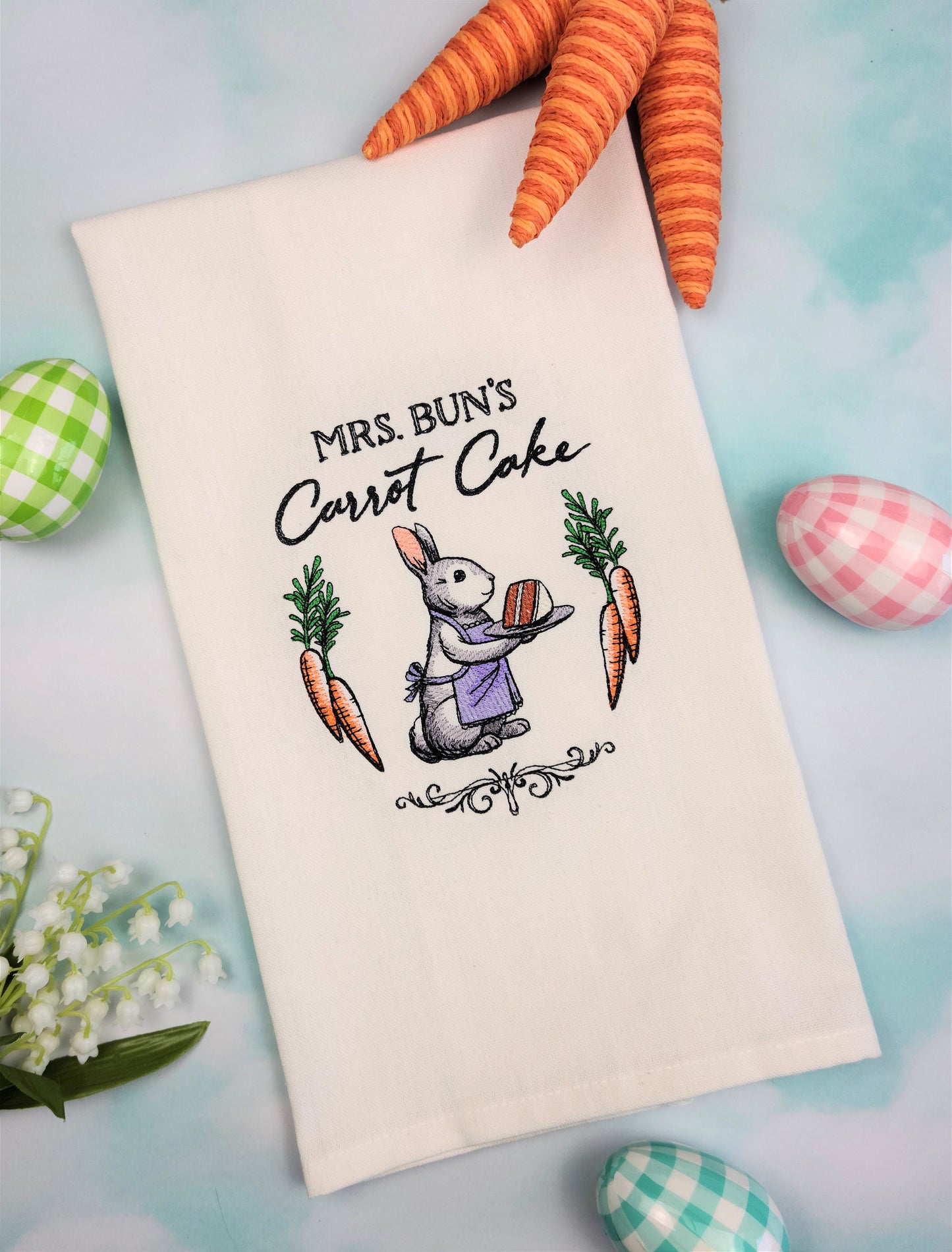 Set of 2 Tea Towels | Mister and Mrs. Bun's Embroidered Kitchen Tea Towels