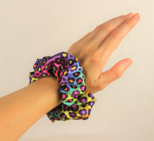 Rainbow Leopard Print Scrunchie