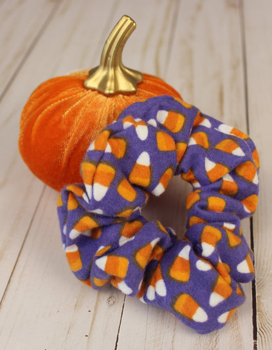 Candy Corn Flannel Scrunchie