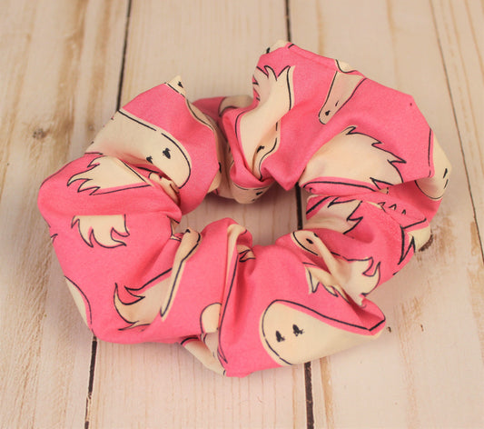 Pink Ghosts Cotton Scrunchie