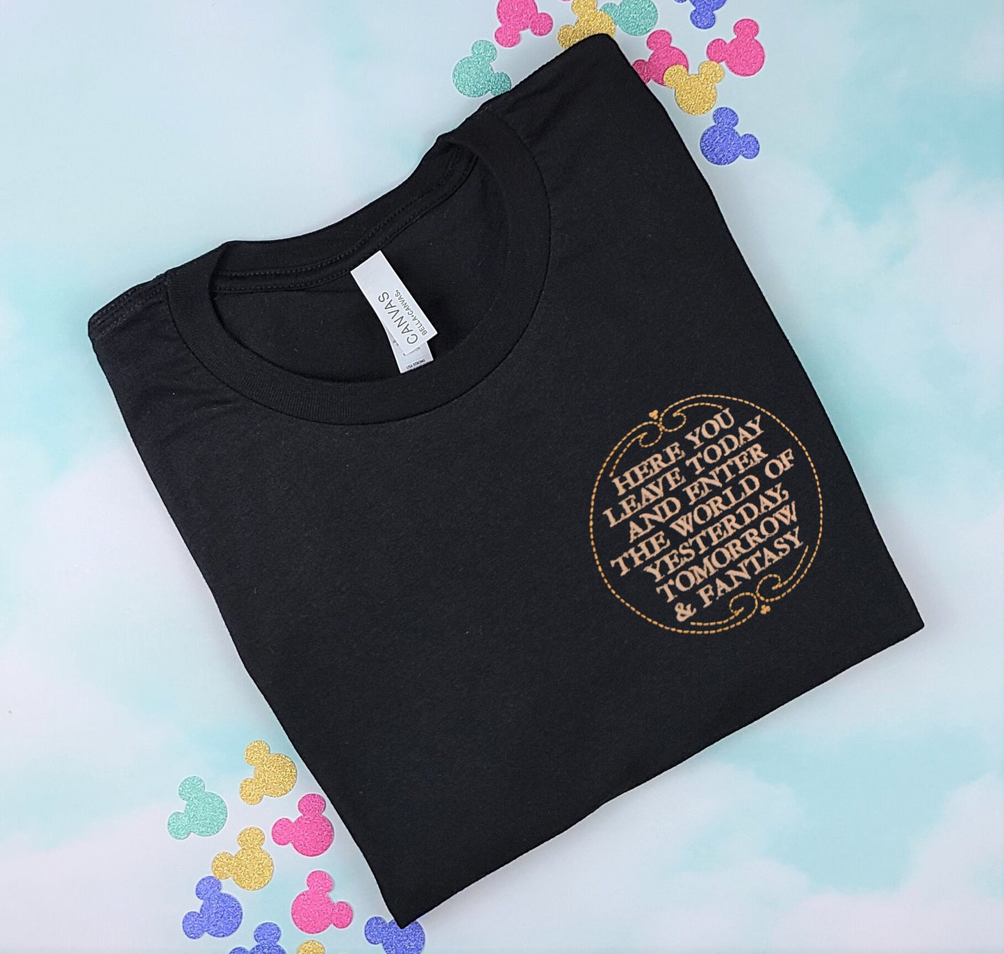Disney World Welcome Plaque Black Embroidered Shirt