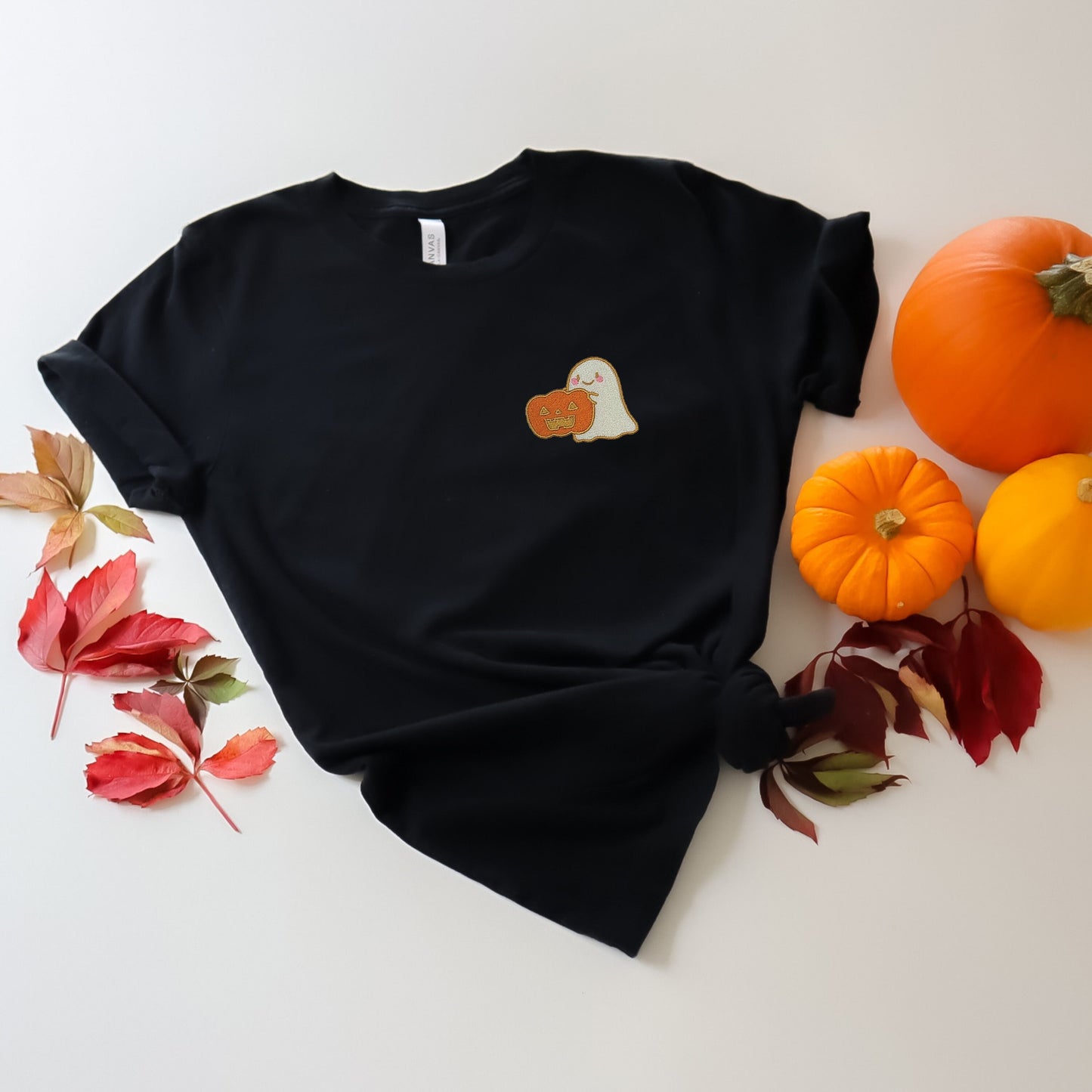 Embroidered Pumpkin Ghost Adult Unisex Tee