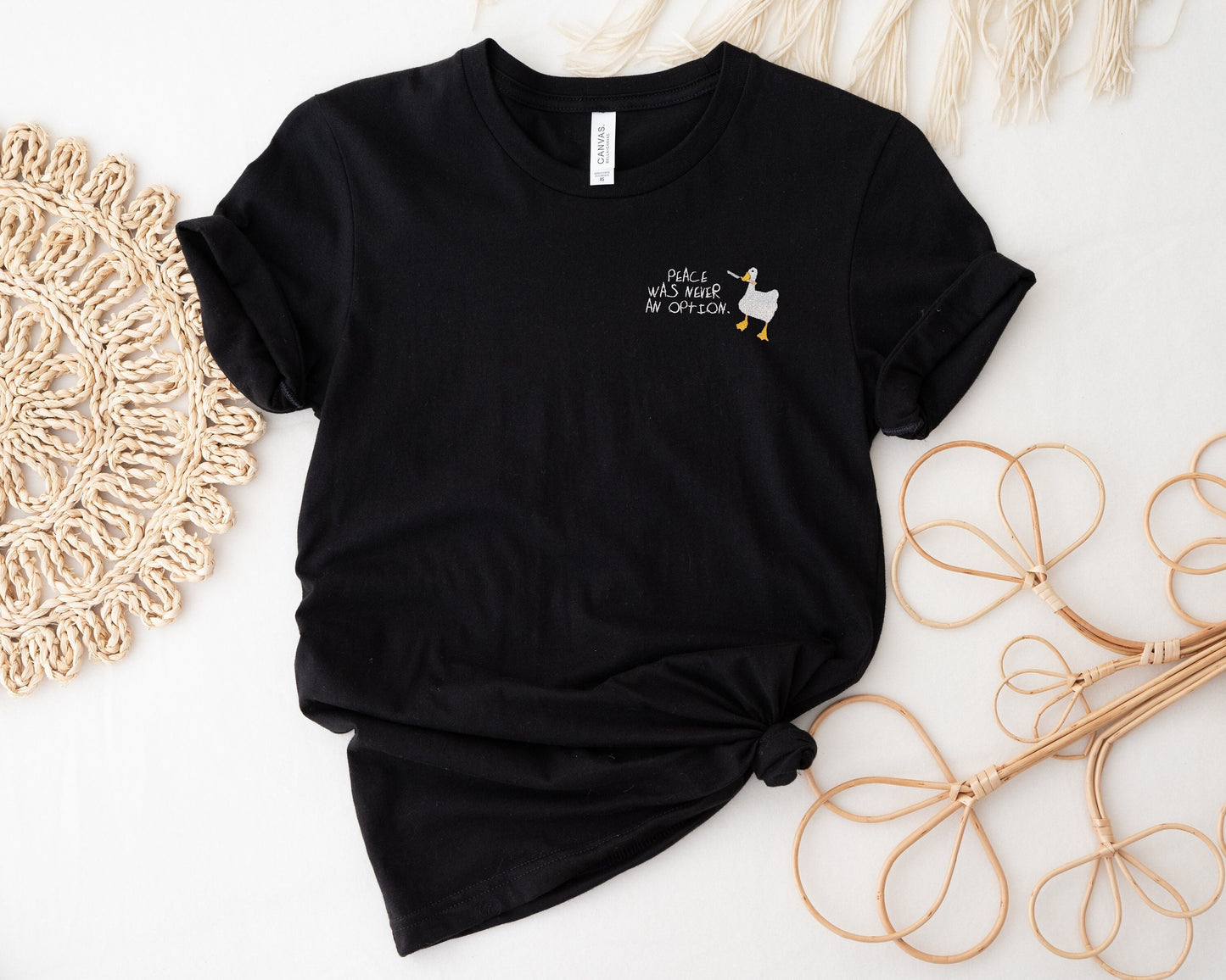 Peace Was Never an Option Embroidered Tee