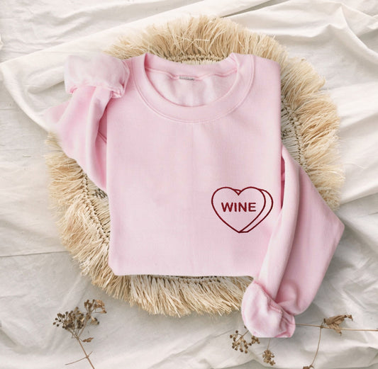Wine Embroidered Unisex Crewneck Sweatshirt