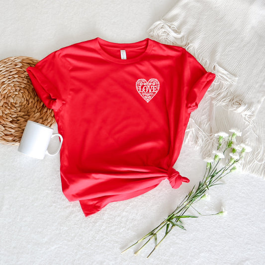 Love Flower Heart Embroidered Unisex Tee