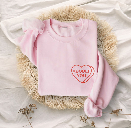 ABCDEF You Embroidered Unisex Crewneck Sweatshirt