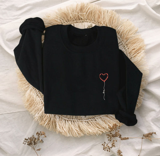 Love Balloon Embroidered Unisex Crewneck Sweatshirt