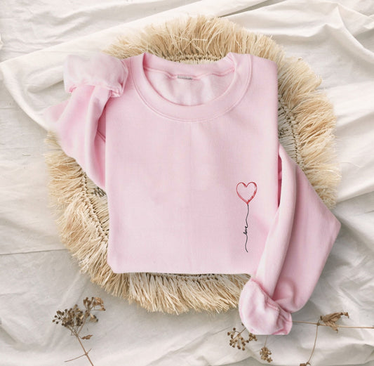 Love Balloon Embroidered Unisex Crewneck Sweatshirt