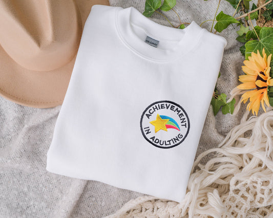 Achievement in Adulting Merit Badge Embroidered Unisex Crewneck Sweatshirt