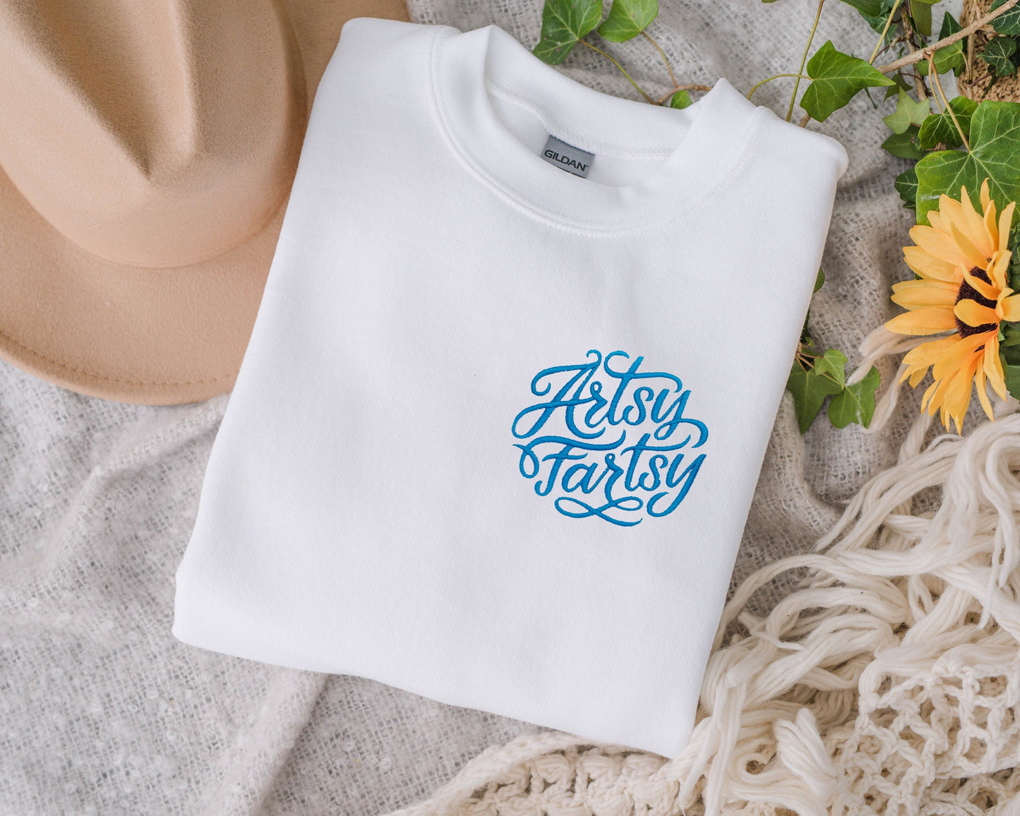 Artsy Fartsy Embroidered Unisex Crewneck Sweatshirt