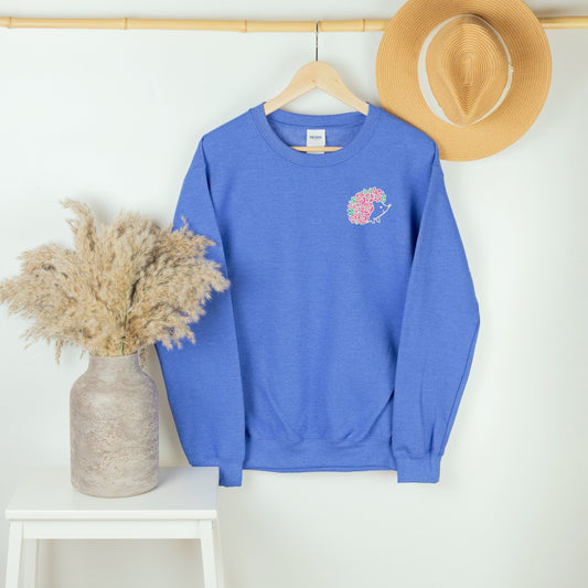 Flower Hedgehog Embroidered Crewneck Sweatshirt