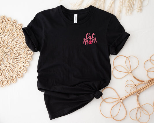 Cat Mom Embroidered Tee