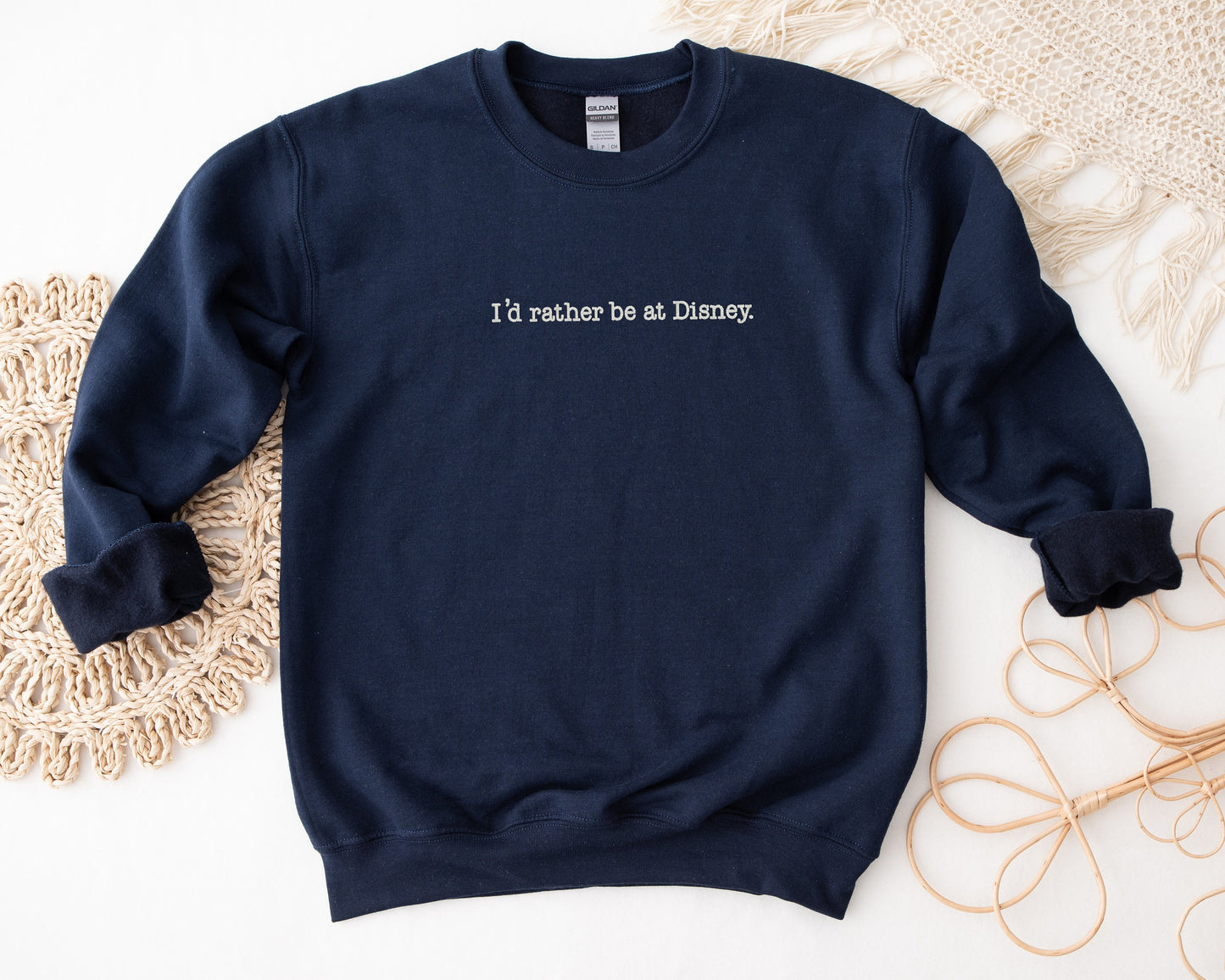 I'd Rather Be At Disney Embroidered Unisex Crewneck Sweater