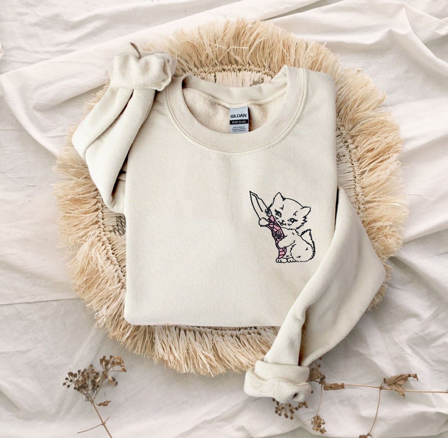 Switchblade Kitten Embroidered Unisex Crewneck Sweatshirt