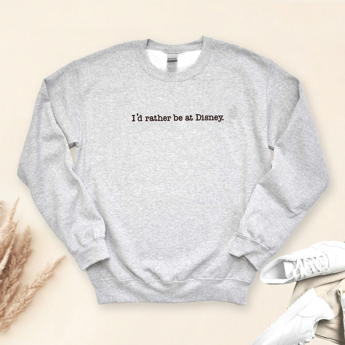 I'd Rather Be At Disney Embroidered Unisex Crewneck Sweater