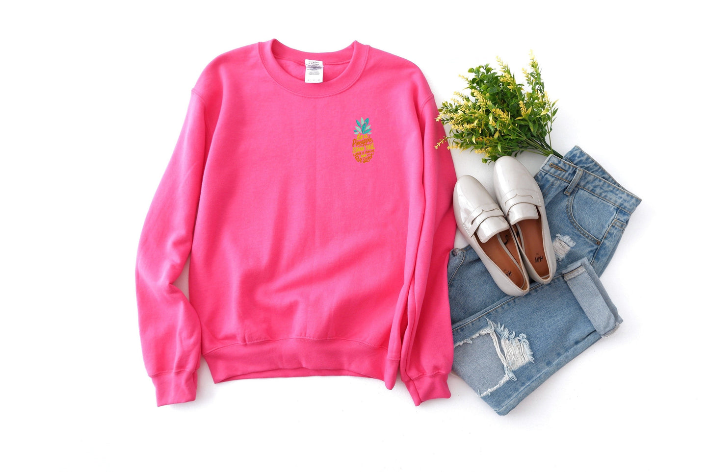 Be A Pineapple Embroidered Unisex Crewneck Sweatshirt