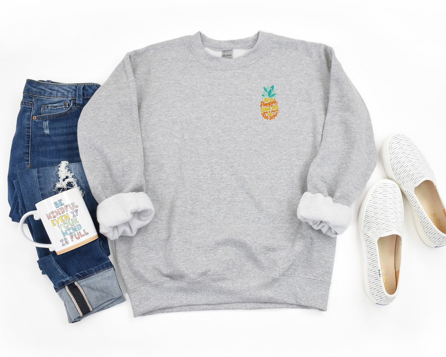 Be A Pineapple Embroidered Unisex Crewneck Sweatshirt