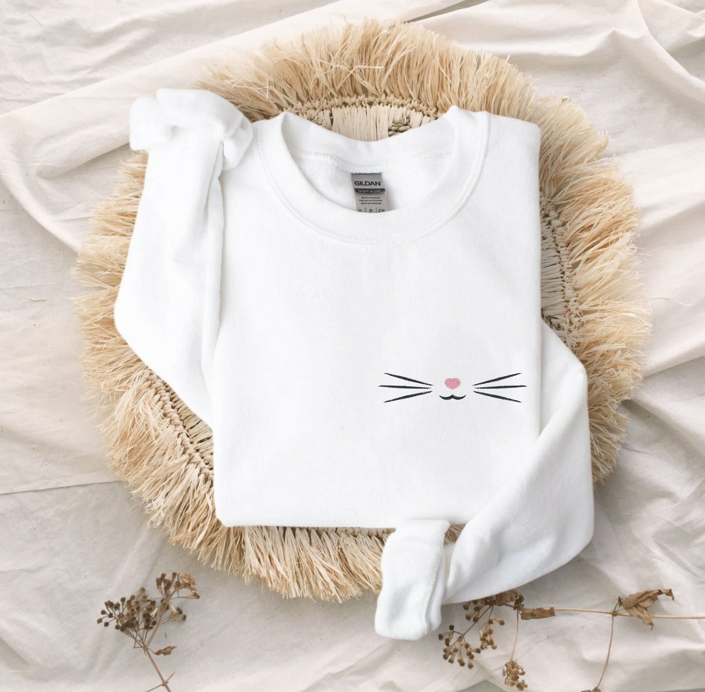 Cat Whiskers Embroidered Unisex Crewneck Sweatshirt