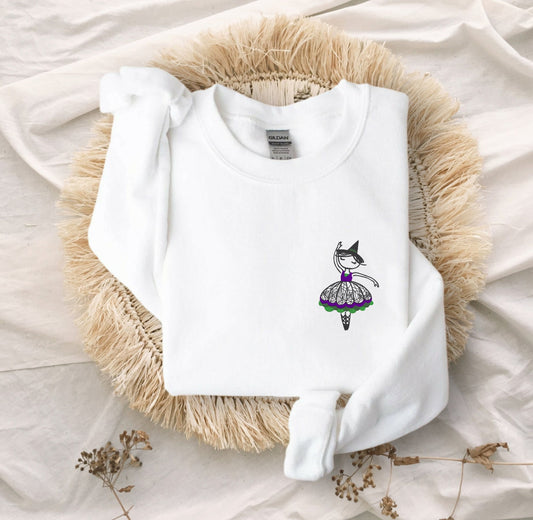 Embroidered Witchy Ballerina Unisex Crewneck Sweatshirt