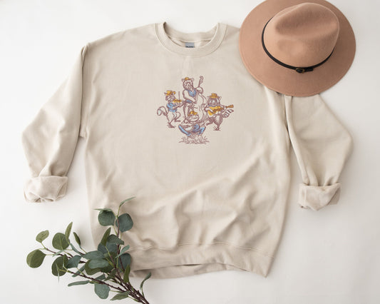 Embroidered Country Woodland Animal Band Unisex Crewneck Sweatshirt