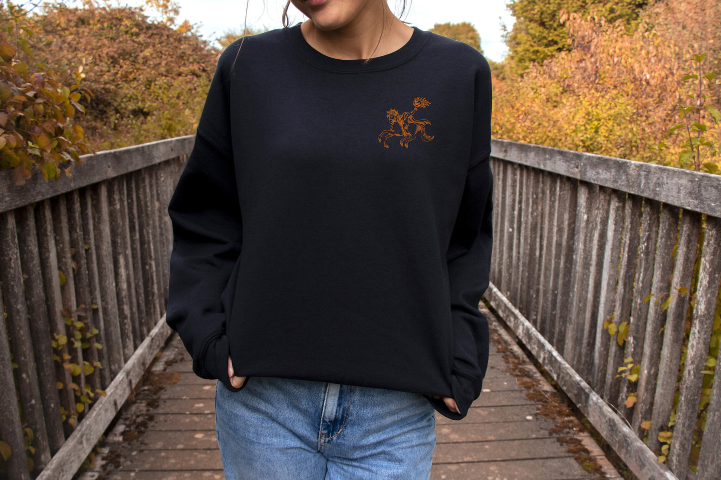 Embroidered Headless Horseman Unisex Crewneck Sweatshirt