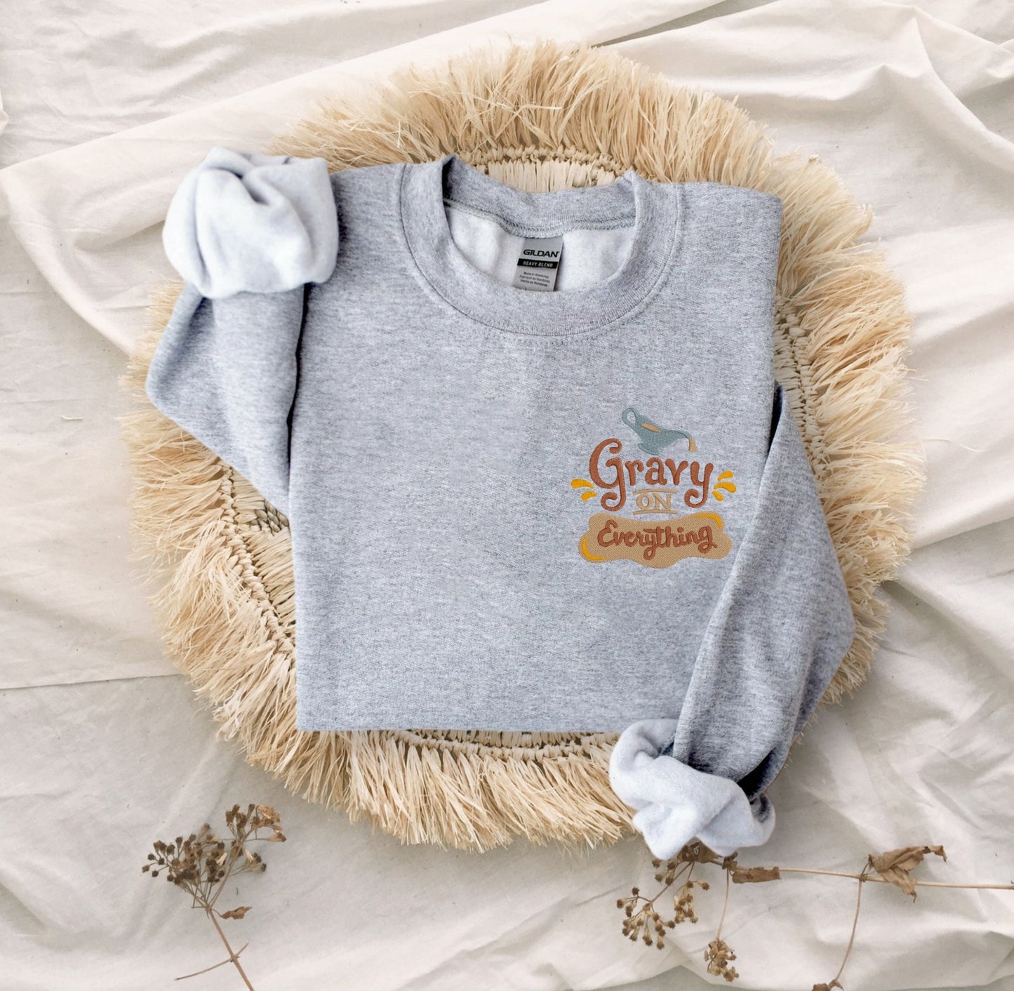 Embroidered Gravy on Everything Unisex Crewneck Sweatshirt
