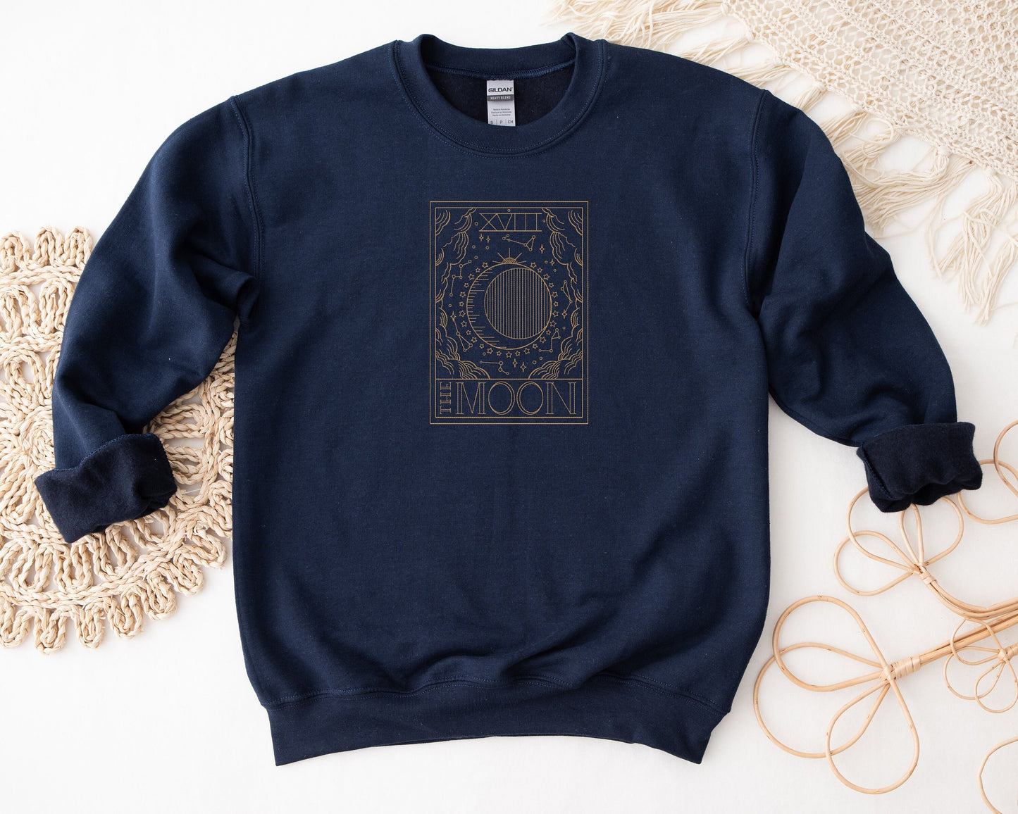 Embroidered Moon Tarot Unisex Crewneck Sweatshirt