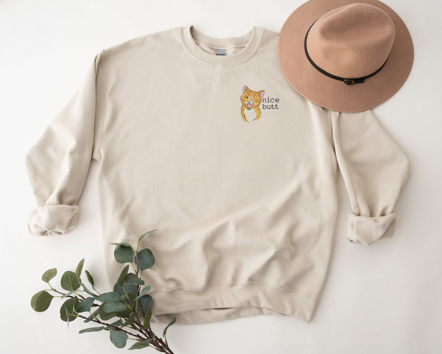 Embroidered Cat Call Unisex Crewneck Sweatshirt