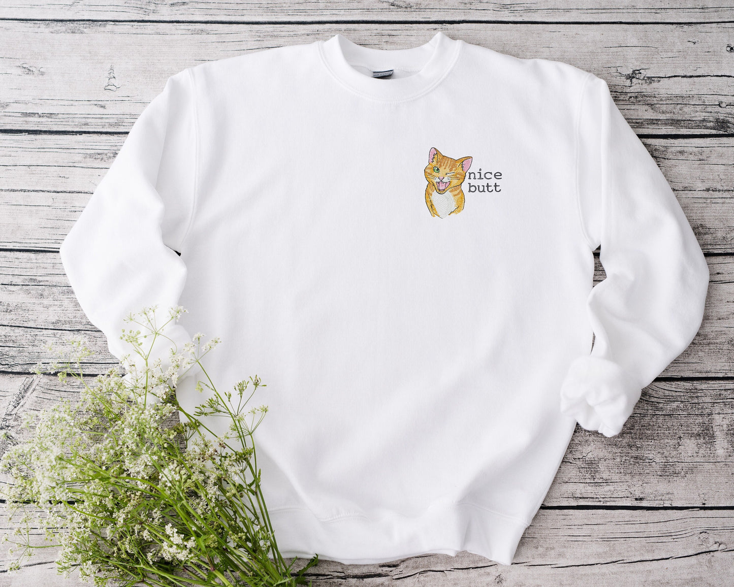 Embroidered Cat Call Unisex Crewneck Sweatshirt