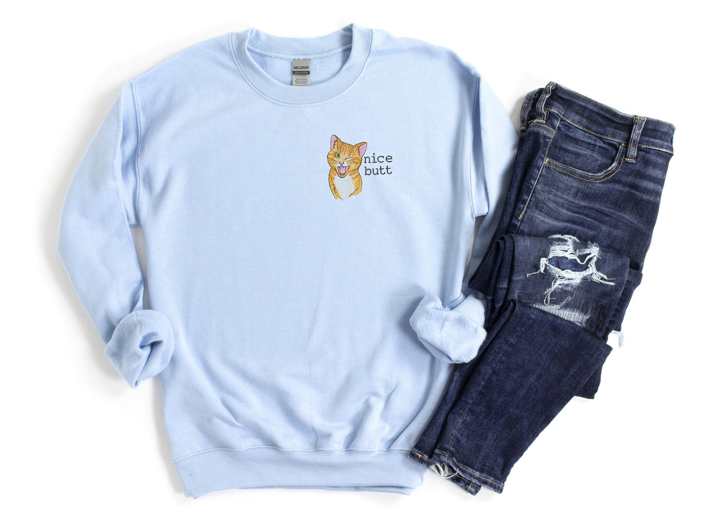 Embroidered Cat Call Unisex Crewneck Sweatshirt