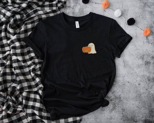 Embroidered Pumpkin Ghost Adult Unisex Tee