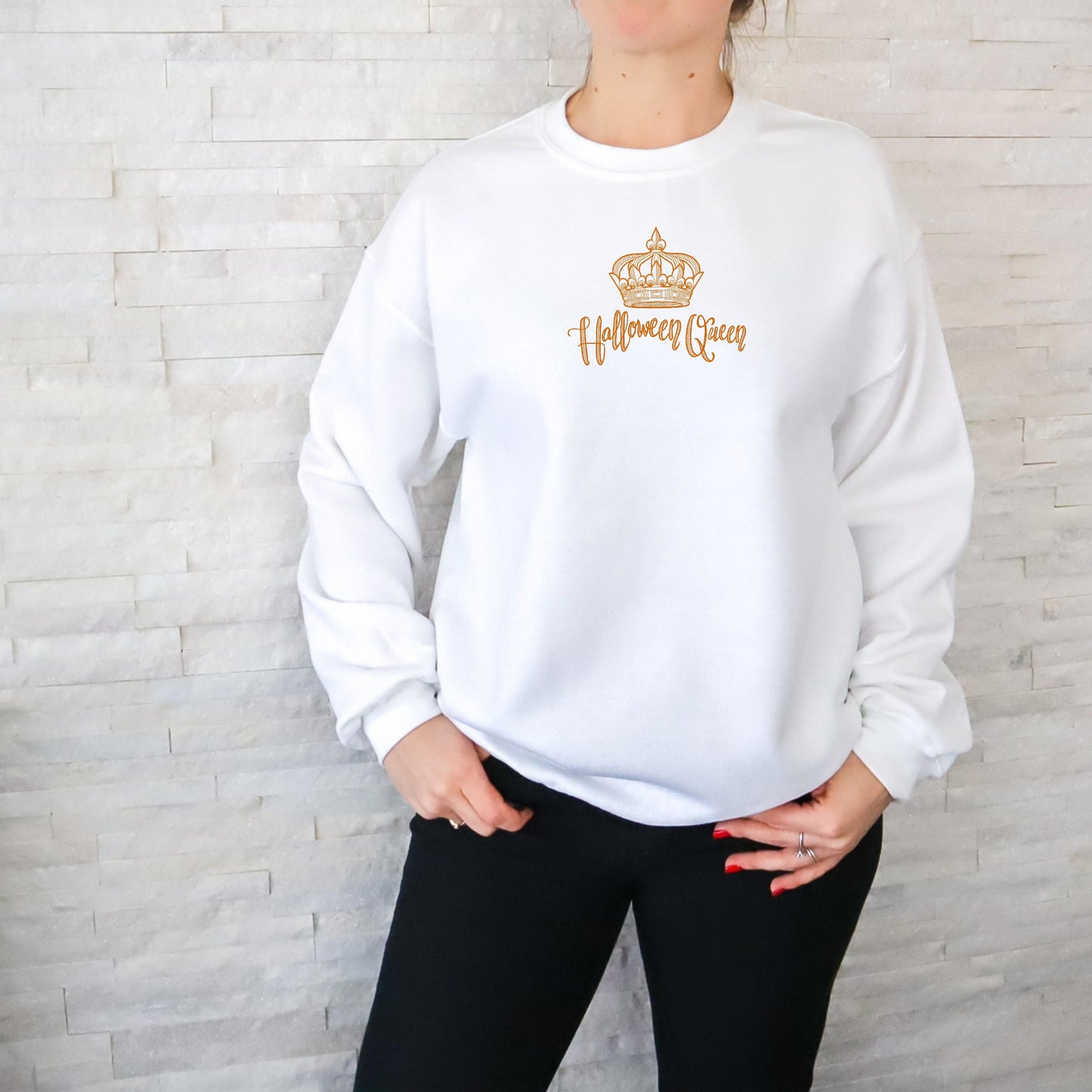 Embroidered Halloween Queen Crewneck Sweatshirt