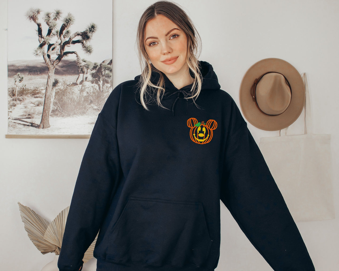 Embroidered Pumpkin Mickey Unisex Hoodie